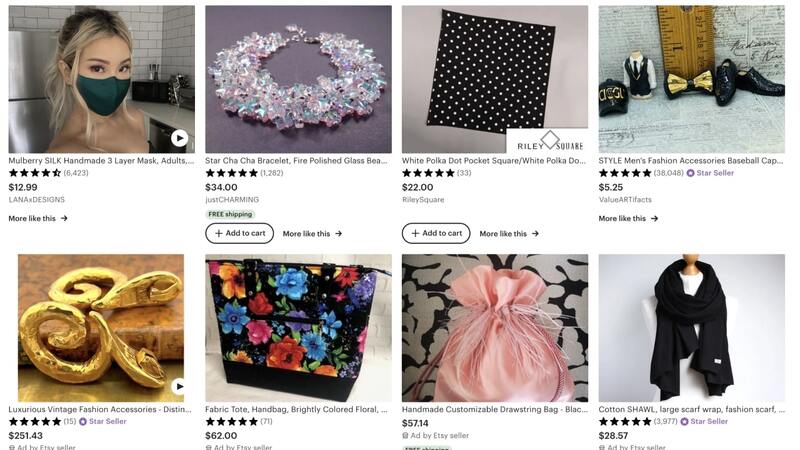 Etsy's top-rated accessory listings – face masks, bracelets, handbags, scarves, and more.
