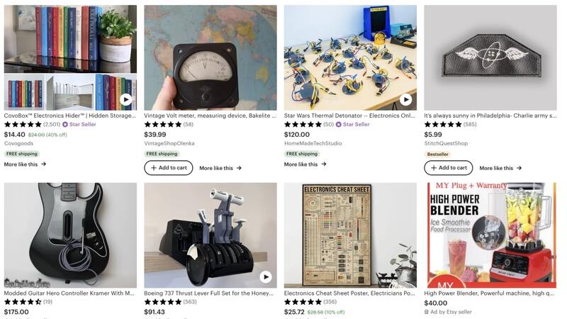 Etsy's top-rated electronic items – vintage volt meter, thermal detonator, modded guitar hero controller, a blender, and more.