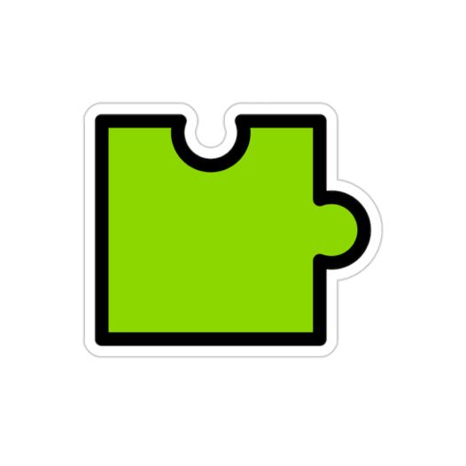 Die-cut sticker of a neon green puzzle piece.