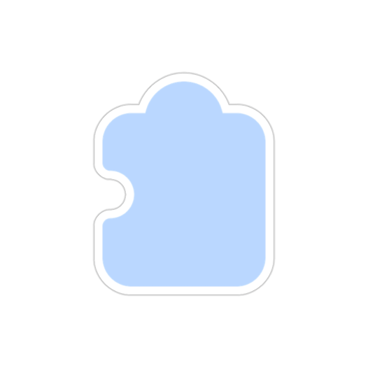 Die-cut sticker of a light blue puzzle piece.
