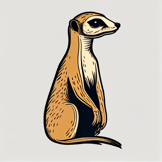 Kiss-cut sticker of a cartoon meerkat.