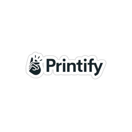 Kiss-cut sticker of the company name “Printify” and its snap logo.