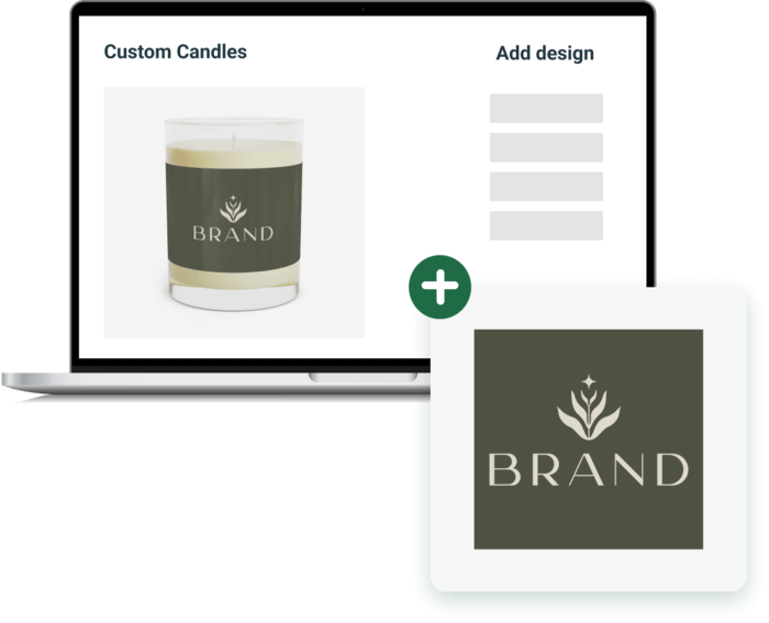 A laptop displaying the process of designing a custom candle
