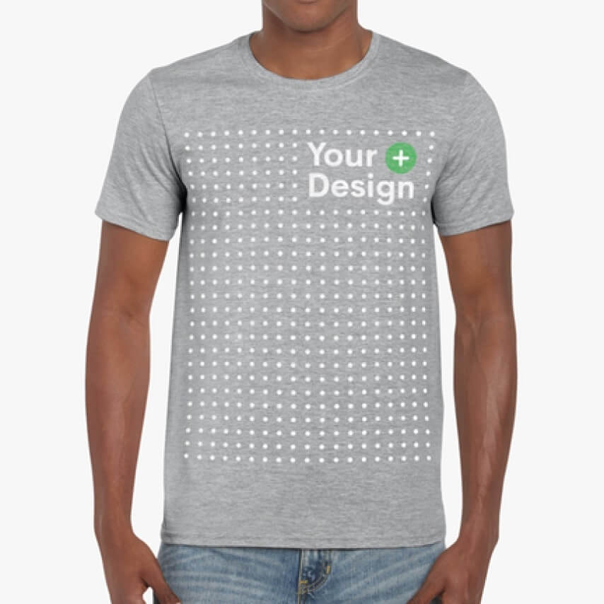 Unisex Softstyle T-Shirt with an “Add Your Design” placeholder.
