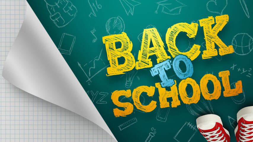 A store banner promoting back-to-school sales