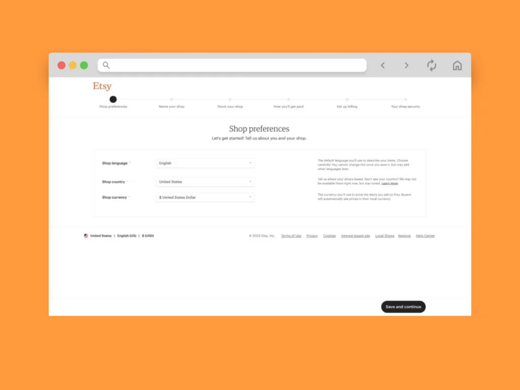 Confirm your shop preferences
