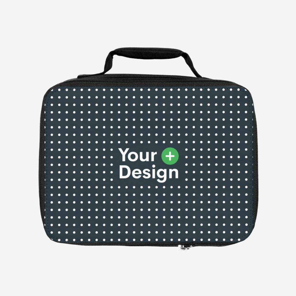 A mockup image of a personalized lunch bag.