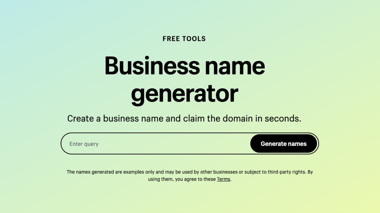 Shopify's Business Name Generator.