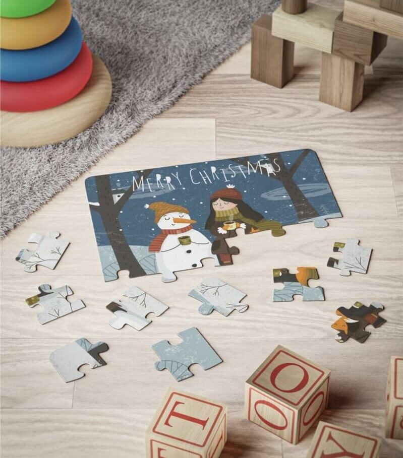 A custom “Merry Christmas” illustrated puzzle.