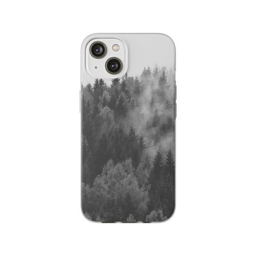 Other printed products Accesories A phone case with a design of a photo of a fog-covered forest landscape.