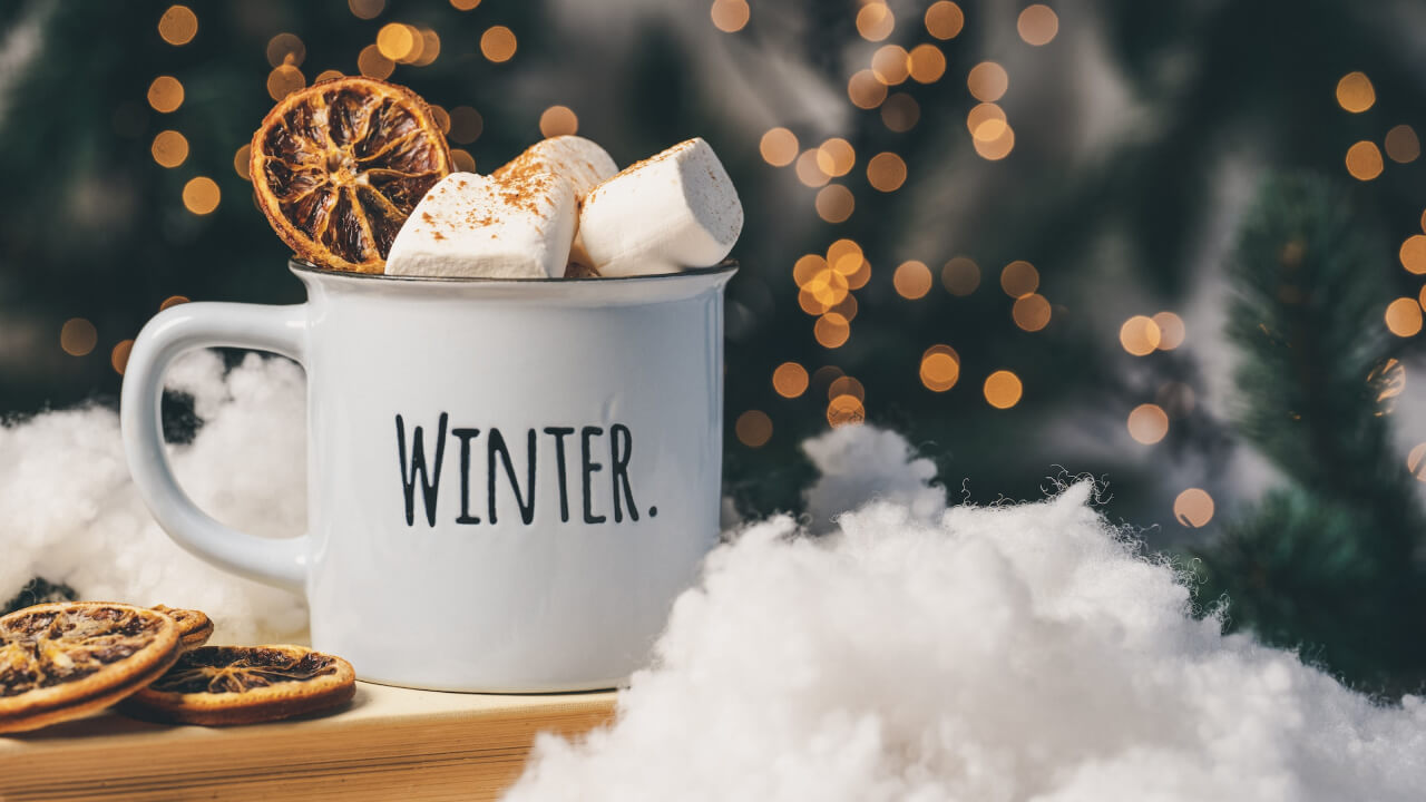 Premium Photo  Two mugs of hot drink outdoors in winter