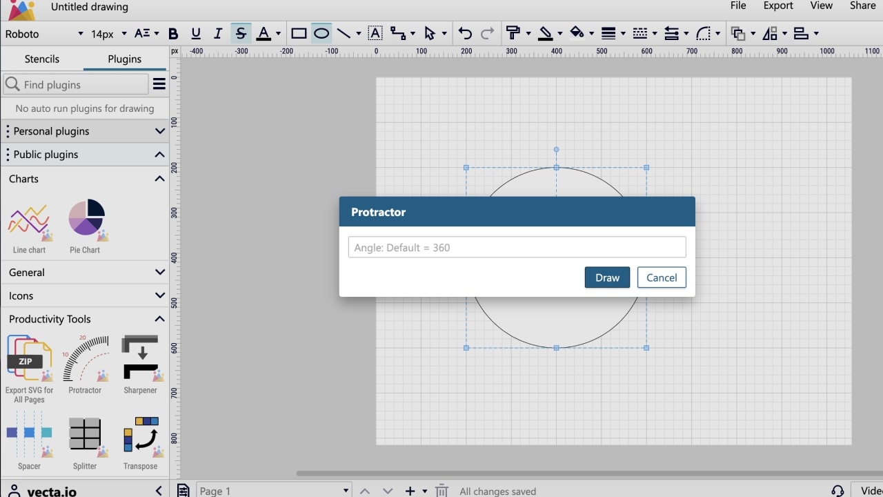 Example of design creation within Vecta editor.