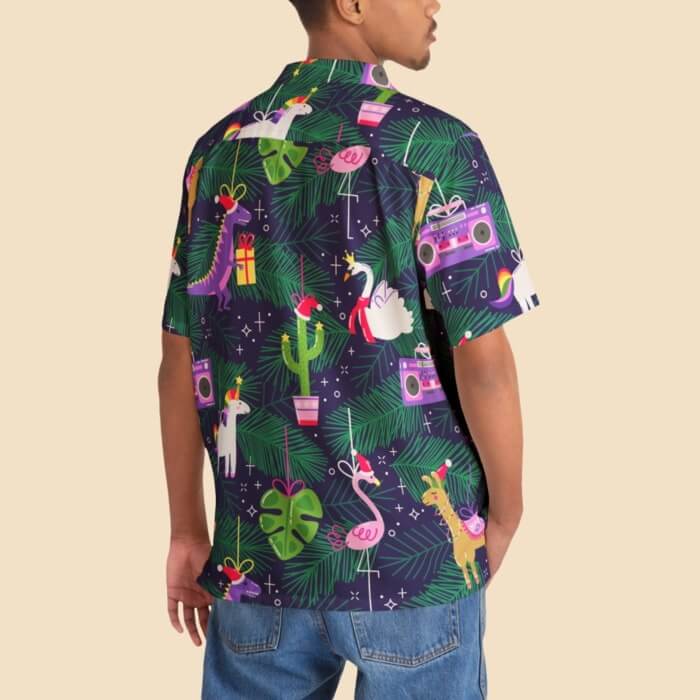 Custom Christmas themed hawaiian shirt.