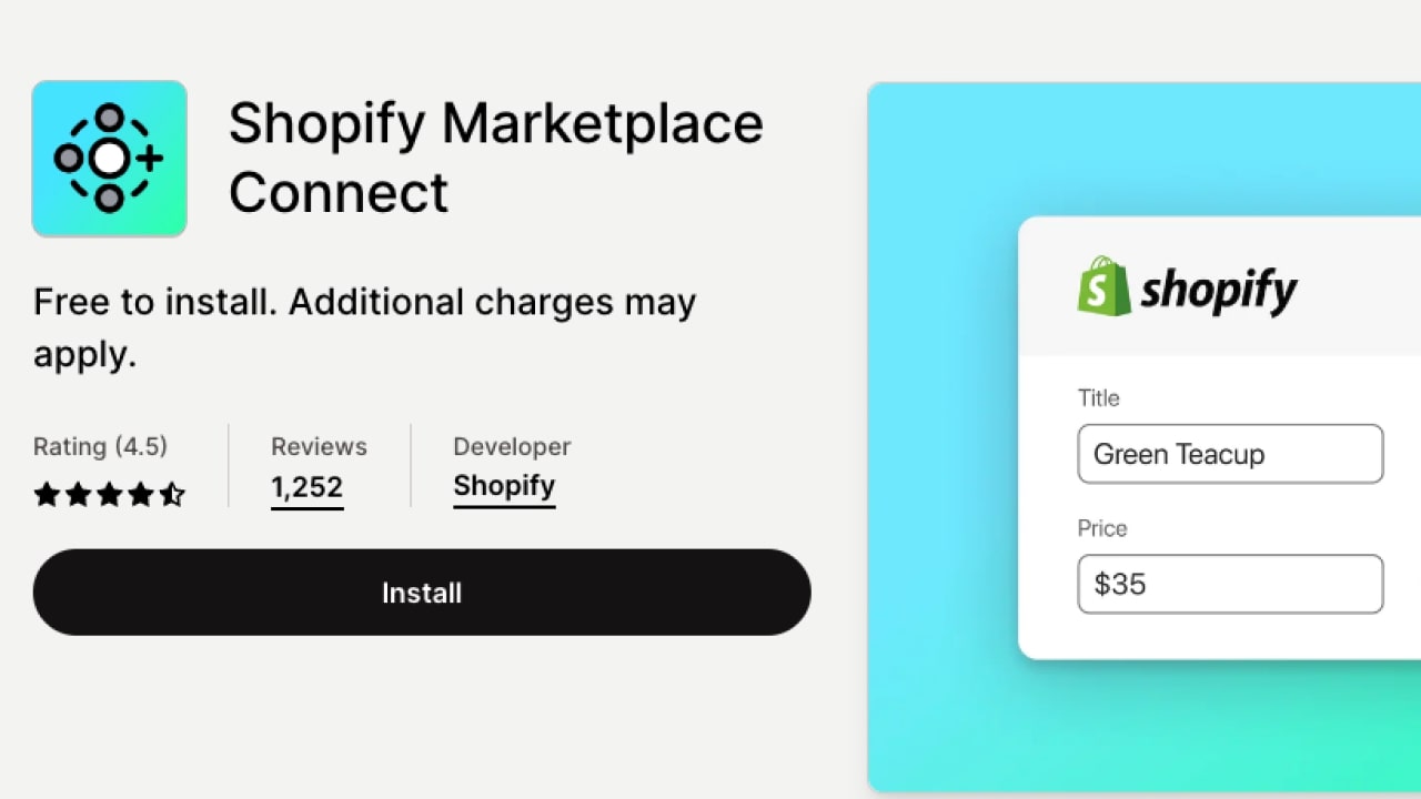 Shopify Marketplace Connect app in the Shopify App Store.