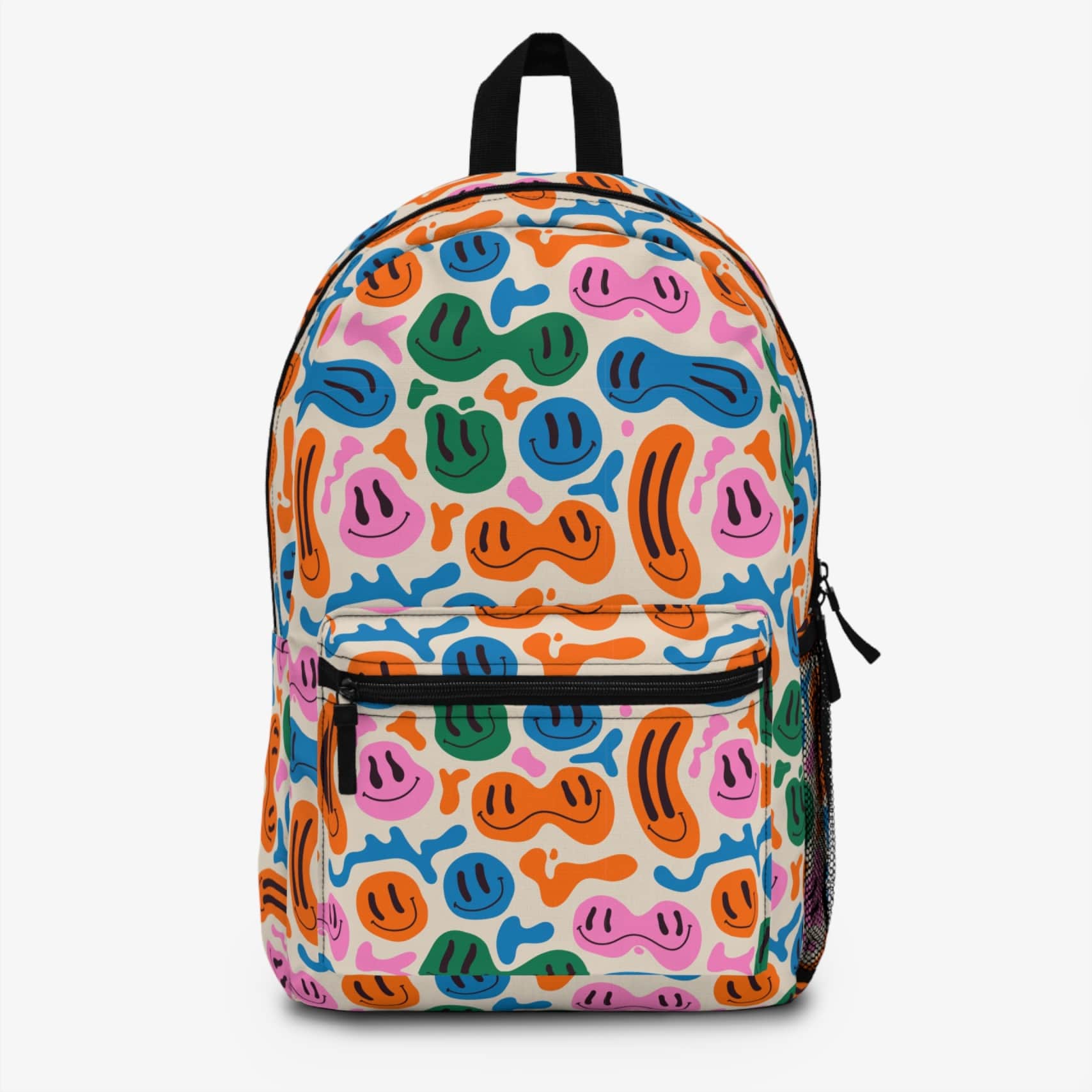 Abstract smiley face art backpack.