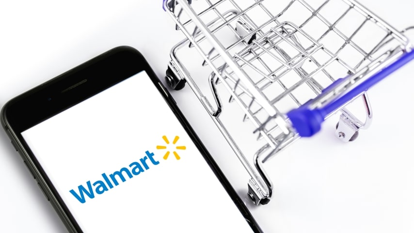 A phone with the Walmart Marketplace logo on its screen.