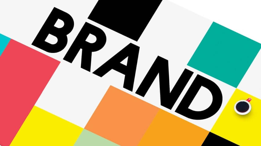 The word “brand” surrounded by colorful blocks.