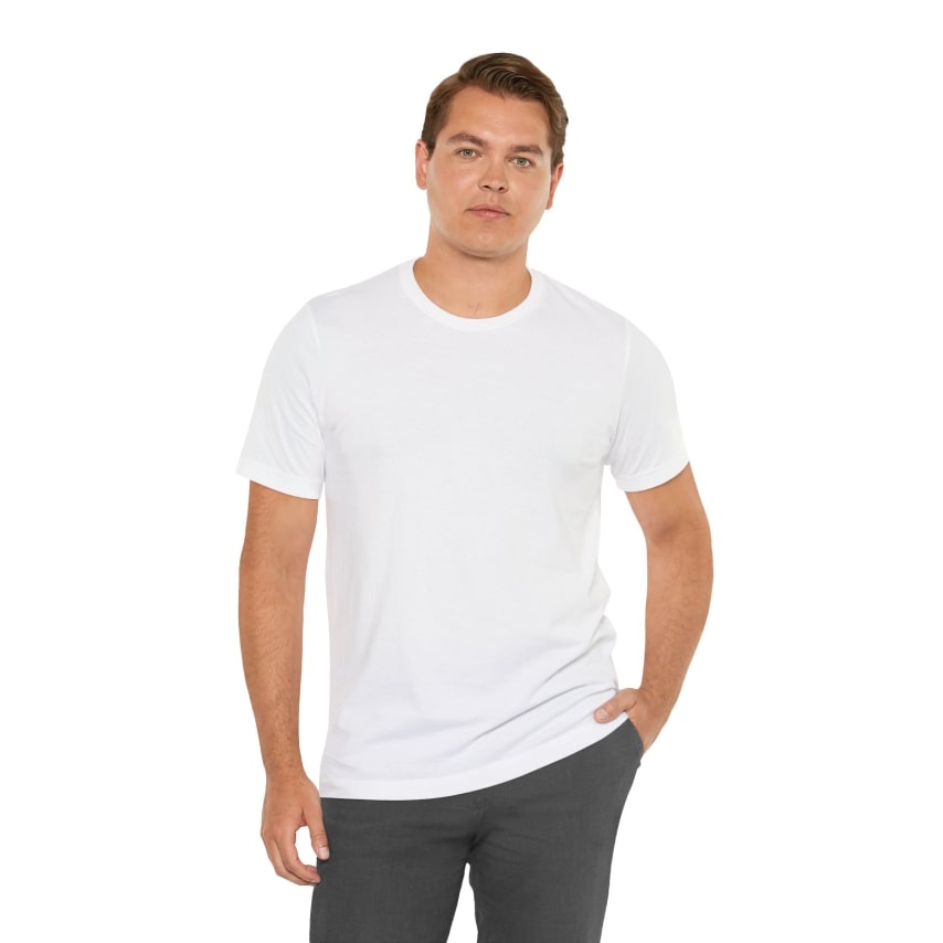 A man in a white t-shirt.