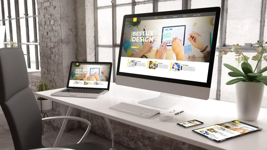 A responsive website design example on multiple devices.