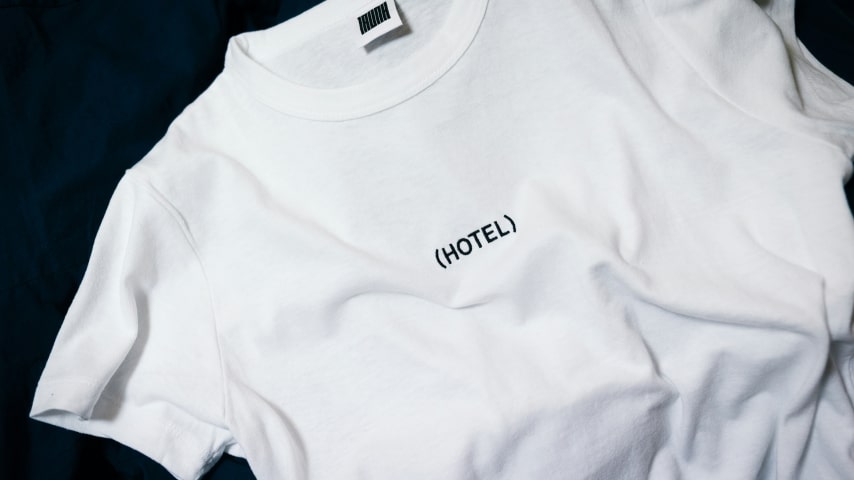 A white shirt with text on it.