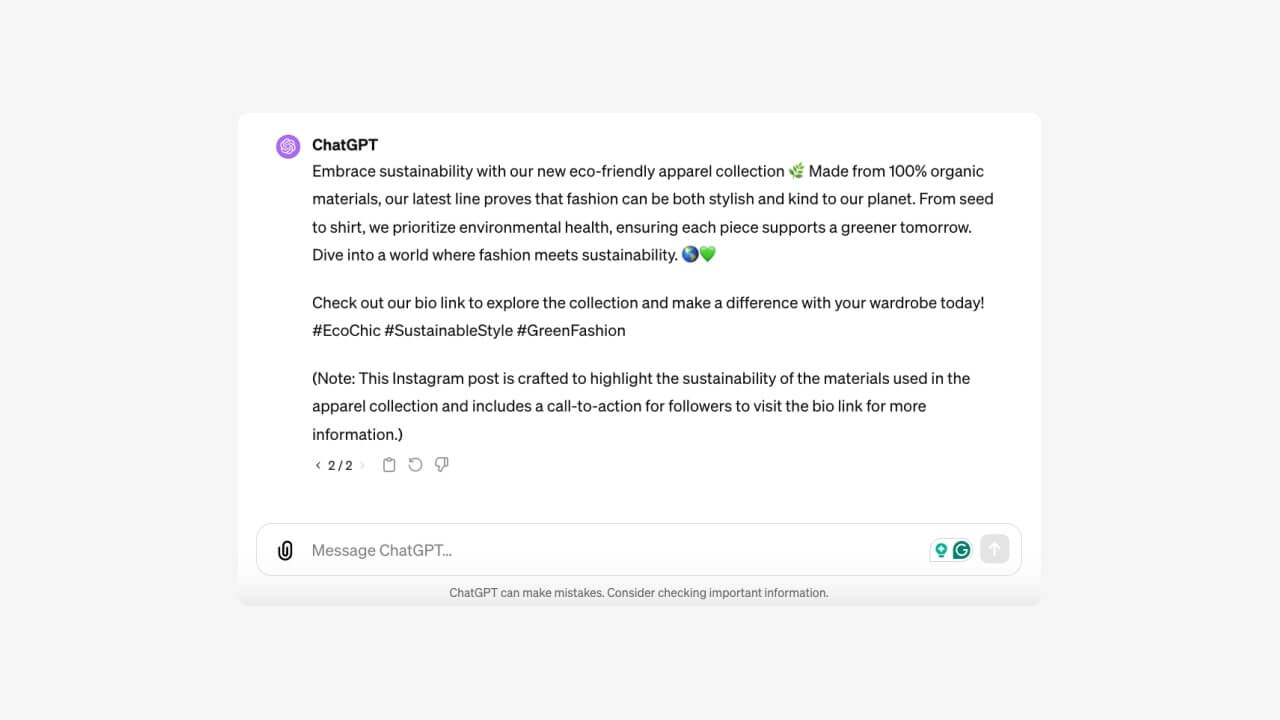 A screenshot of a social media post generated by ChatGPT.