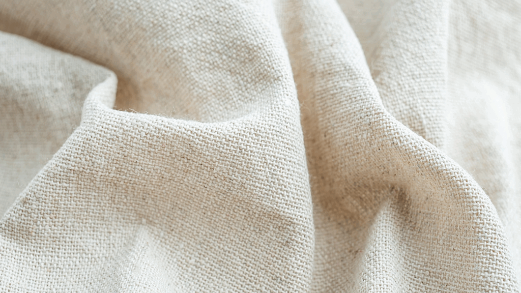 Linen A light-colored linen fabric, slightly folded.