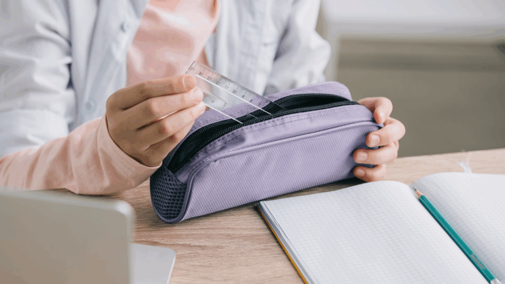 Pencil Case A person is holding a pencil case.