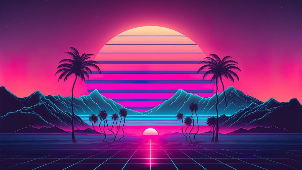 Retrowave and nostalgic designs