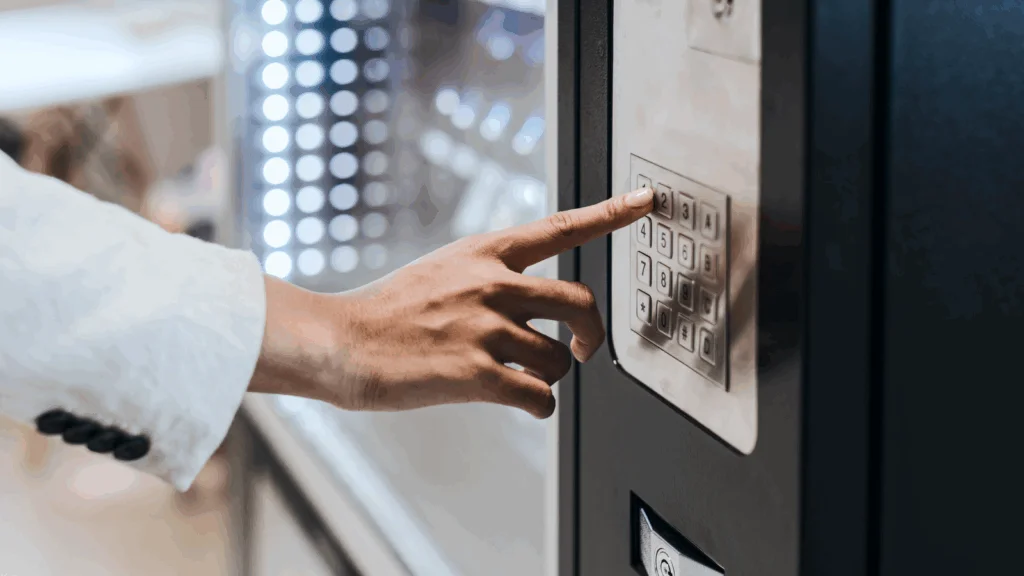 A person is using a vending machine.