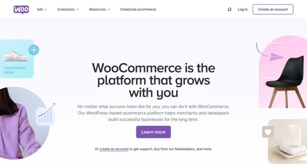 WooCommerce homepage hero section screenshot.
