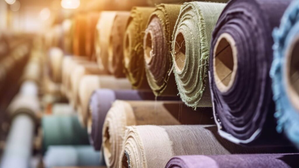 Rolls of viscose fabric.