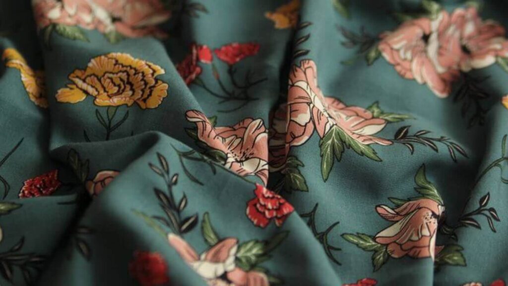 Viscose fabric with a floral pattern.