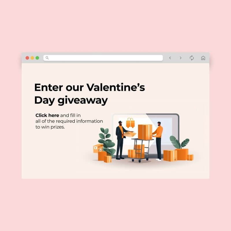 Screenshot of a webpage displaying a Valentine’s Day giveaway.