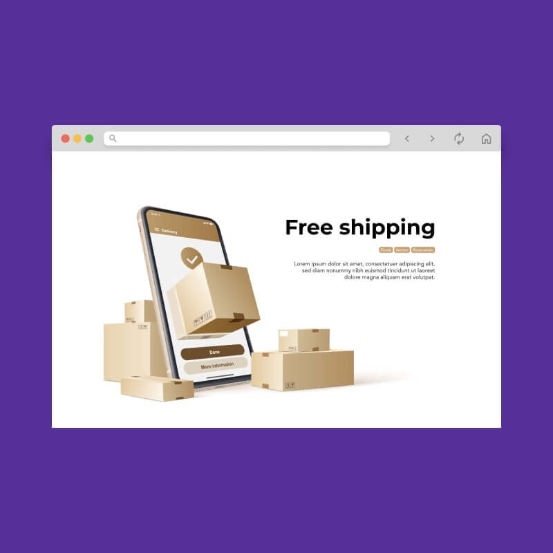 Screenshot of a webpage showing free shipping for order items.