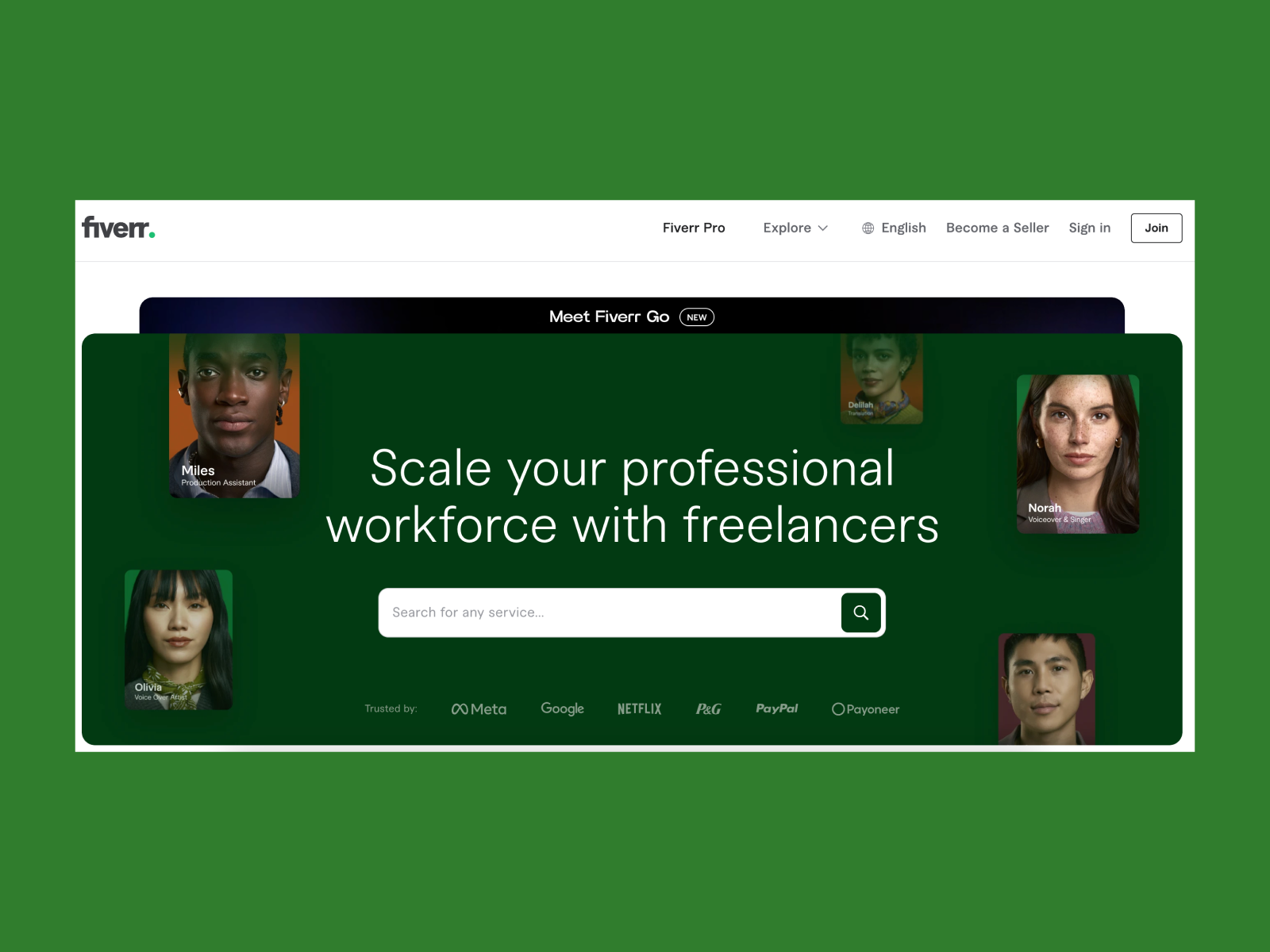 A screenshot of the Fiverr website.
