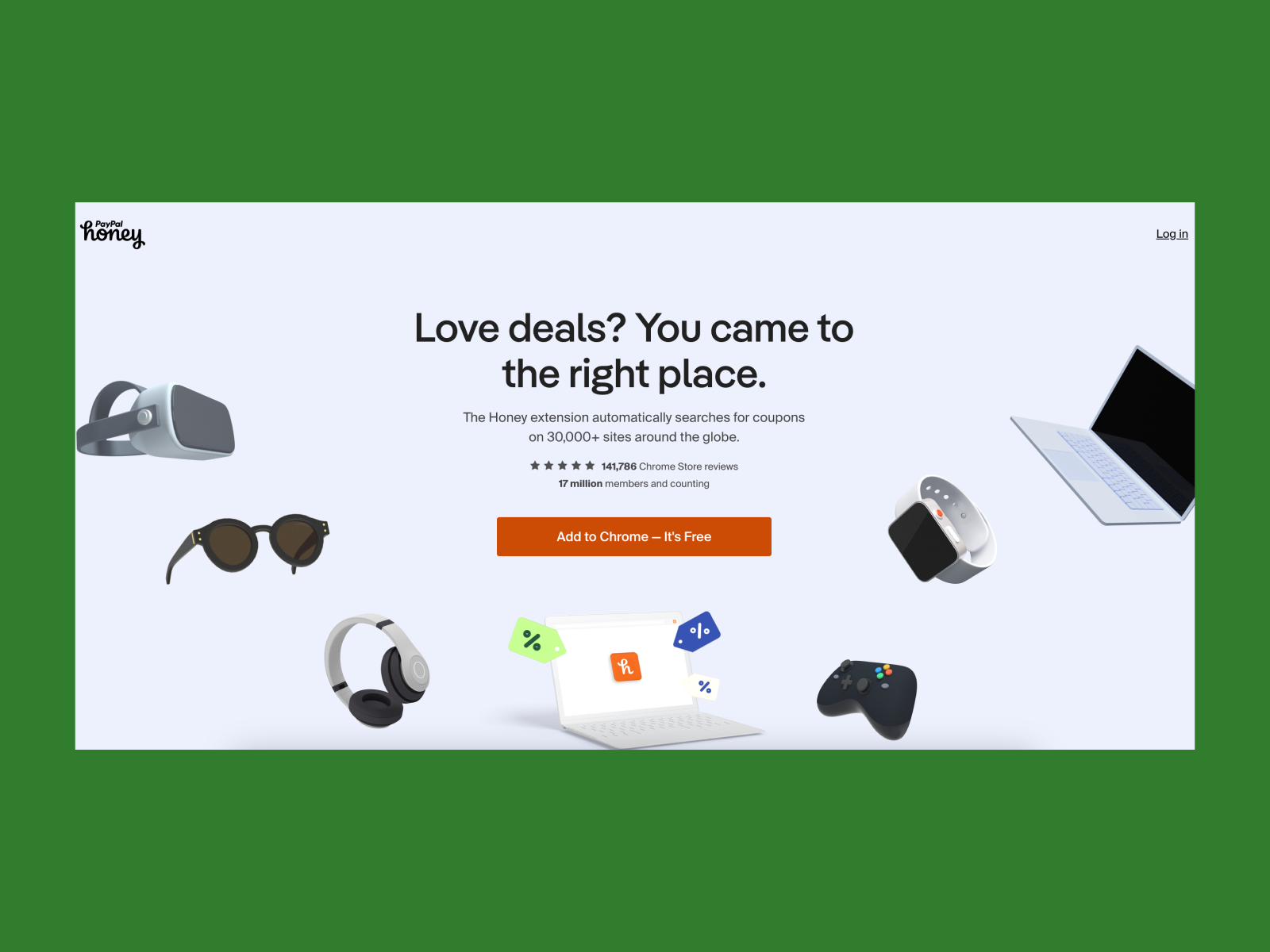 A screenshot of the Honey website.