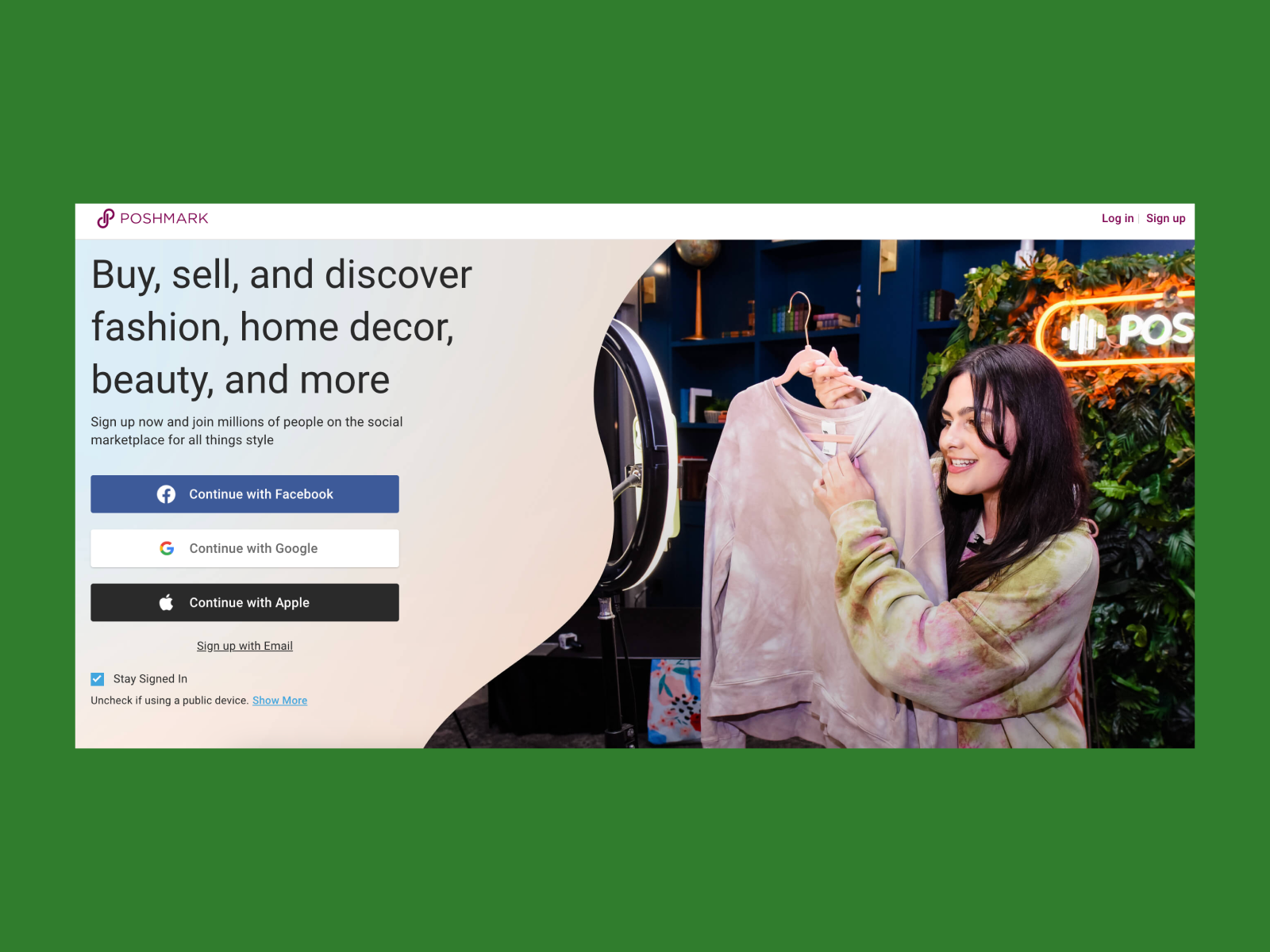 A screenshot of the Poshmark website.