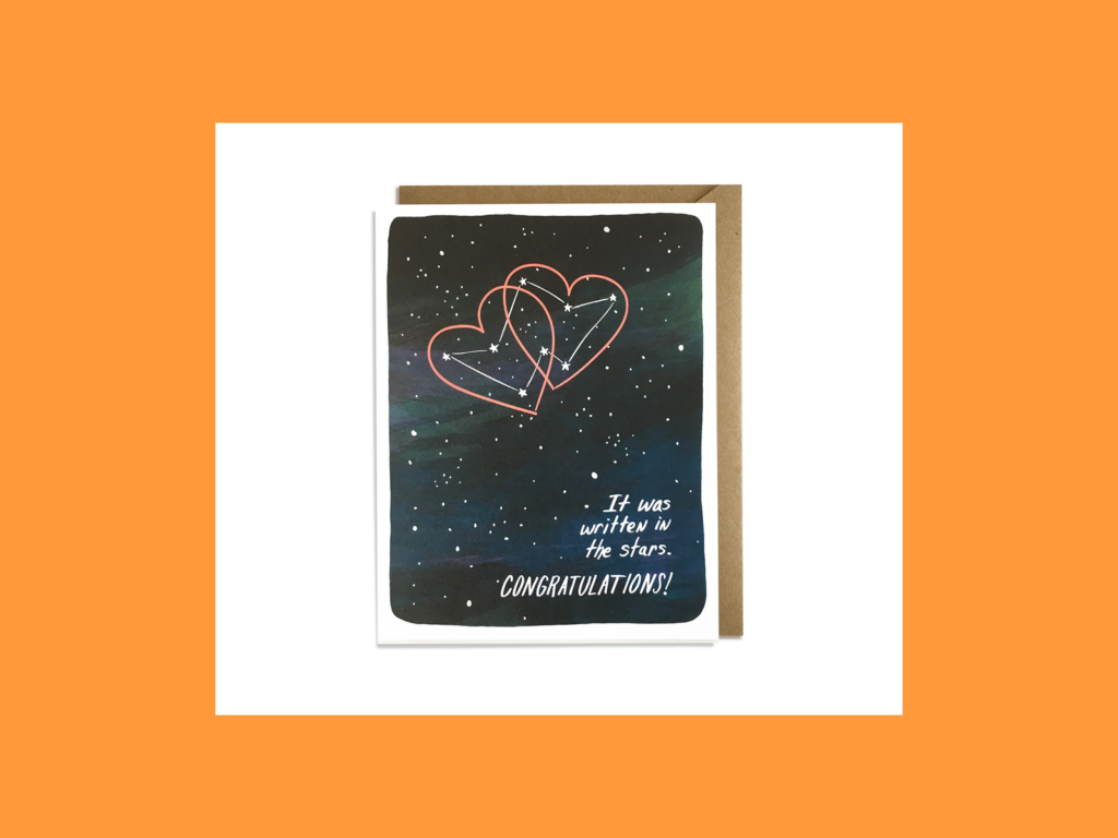 Celestial and starry night theme cards A congratulations card.