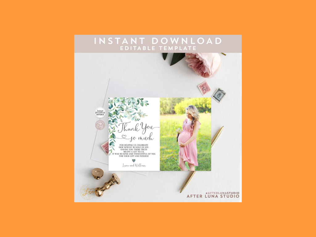 Customized cards with personal images A “thank you” greeting card.