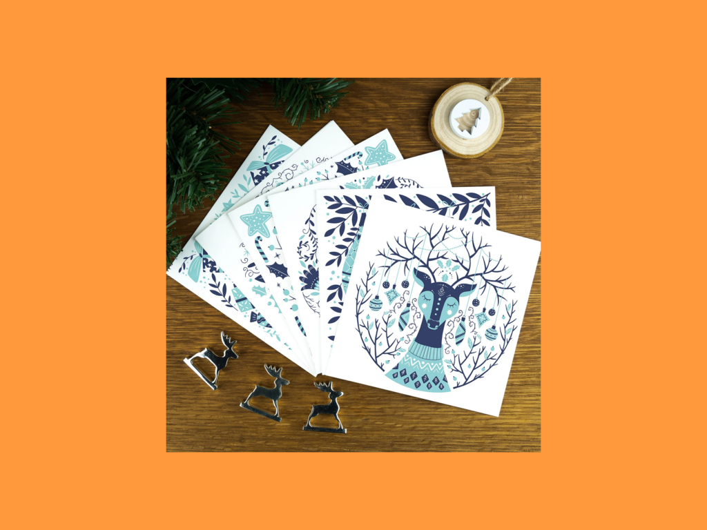 Nordic minimalist Christmas cards Several illustrated greeting cards.