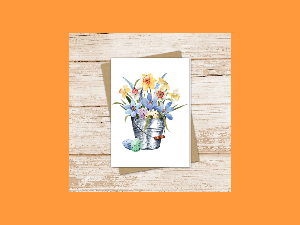 Watercolor floral Easter cards A greeting card with flowers painted on it.