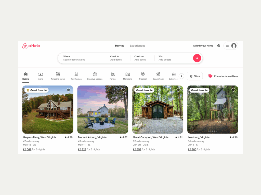 Airbnb Best business to start with little money A screenshot of the Airbnb landing page.