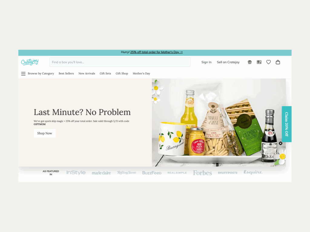 Cratejoy Best business to start with little money A screenshot of the Cratejoy landing page.