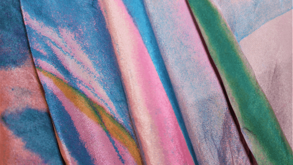 Factors influencing t shirt weight Close-up of vibrant tie-dyed fabric showcasing a swirl of colors in a unique pattern.