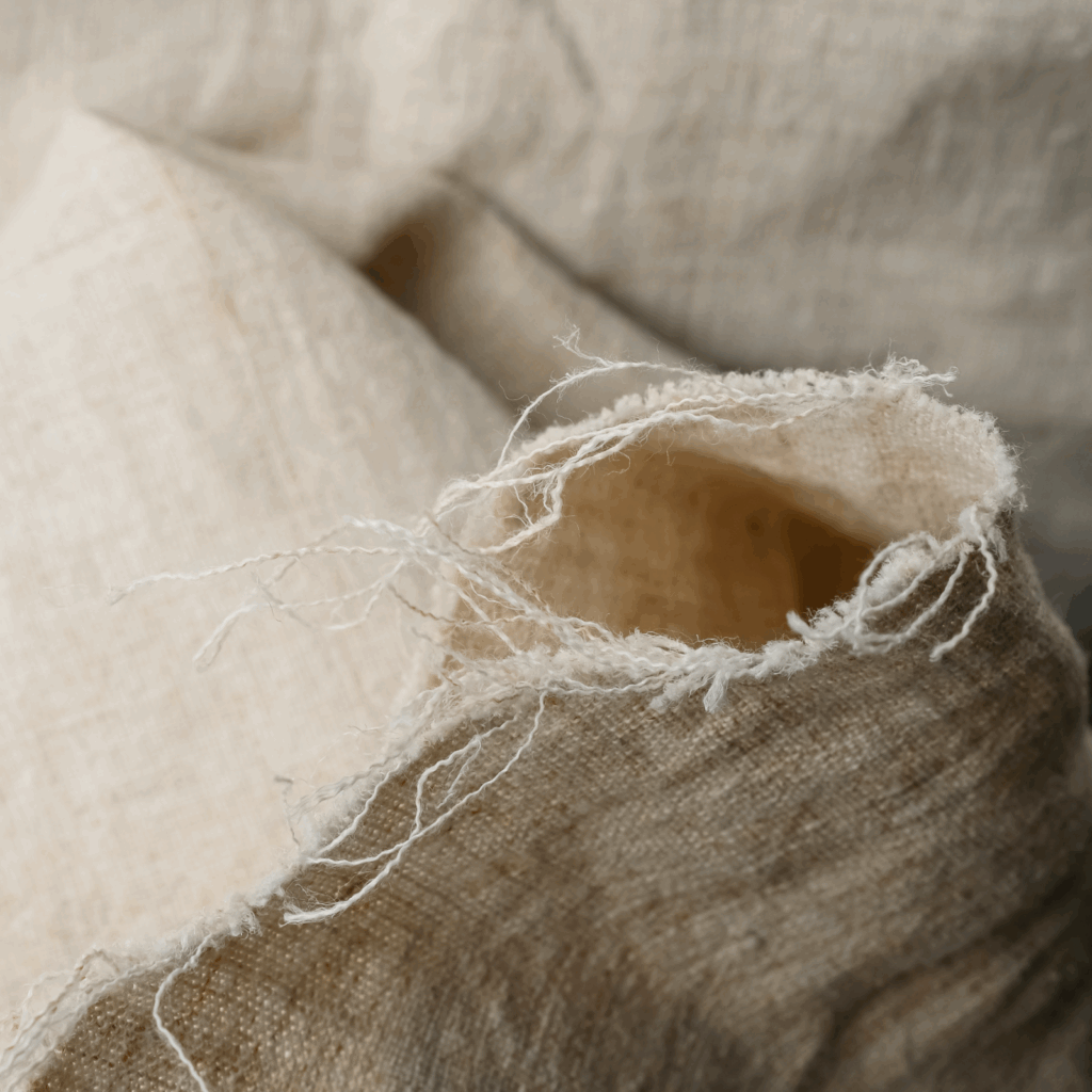 Hemp Types of fabric Close-up of a twisted hemp fabric.