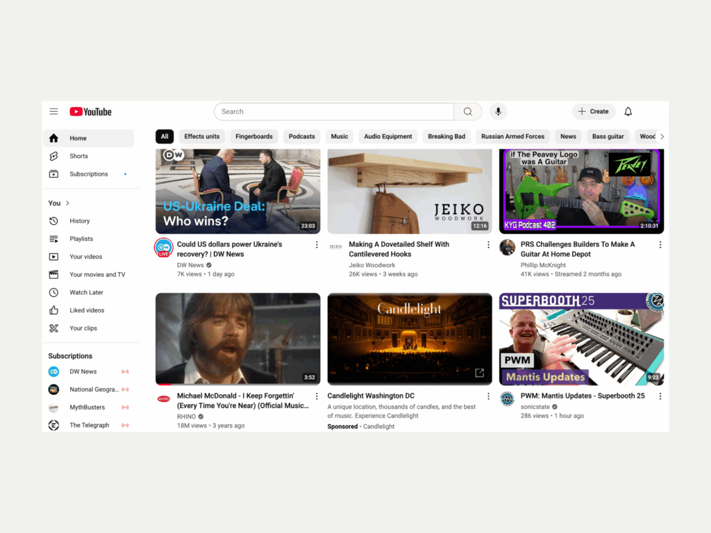 Youtube Best business to start with little money A screenshot of the YouTube landing page.