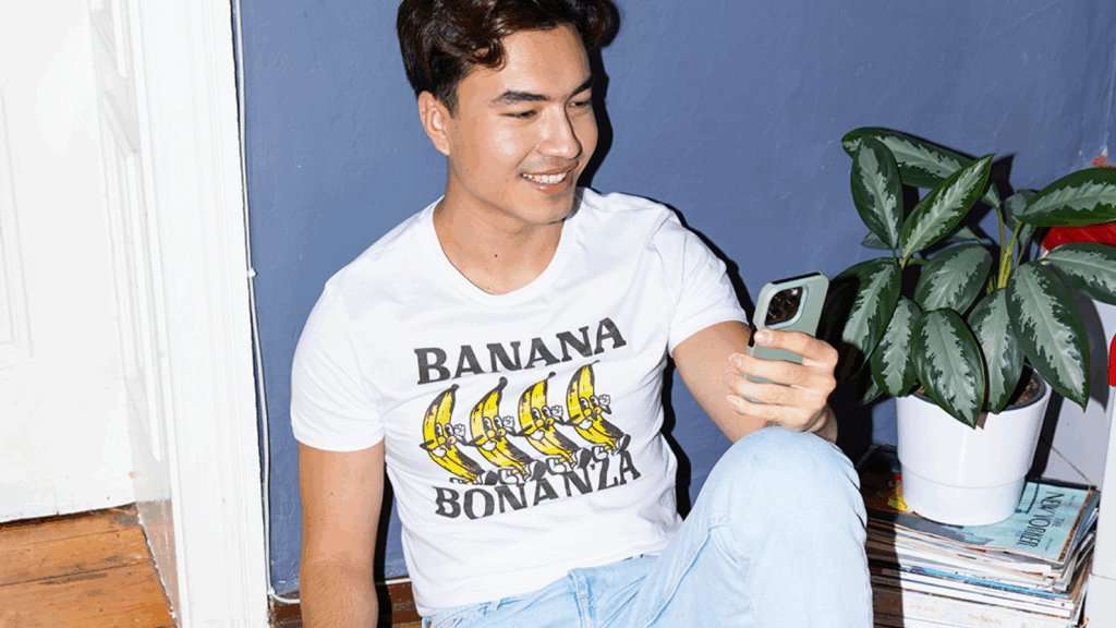 Funny t shirts Etsy shop ideas T-shirt featuring a humorous design of a banana.