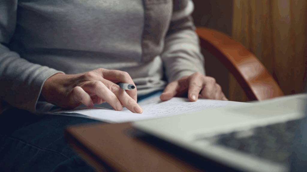 Resume writing services – Write or polish professional resumes A person writes on a piece of paper with a pen.