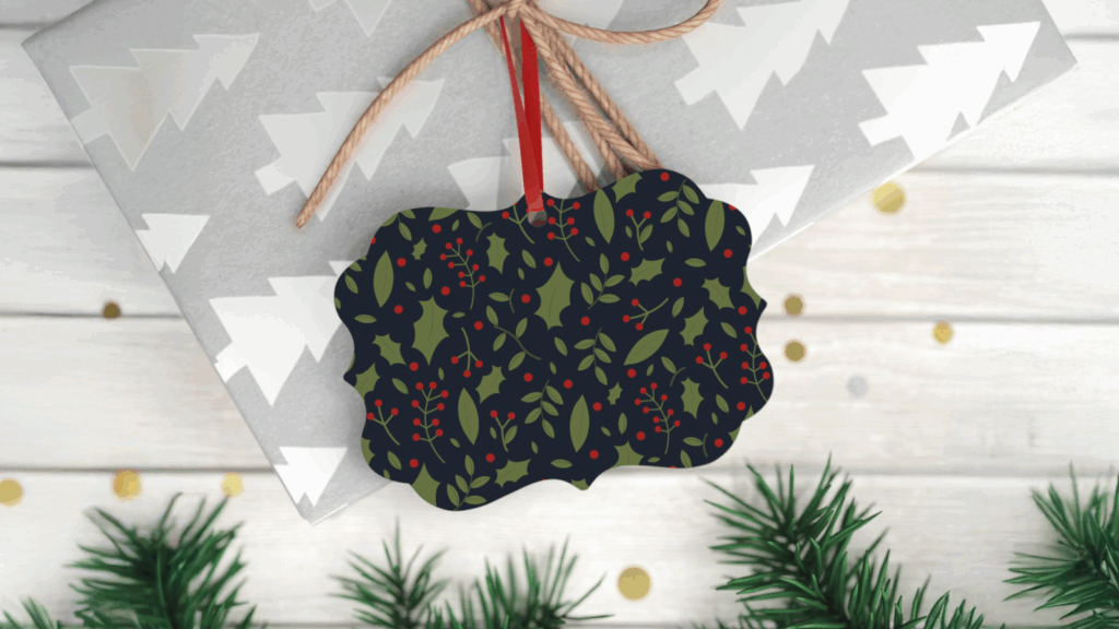 Seasonal ornament Make a living without a job Seasonal ornament with a Christmas-themed print.