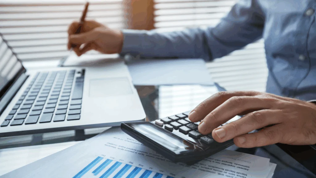 A man is making calculations.